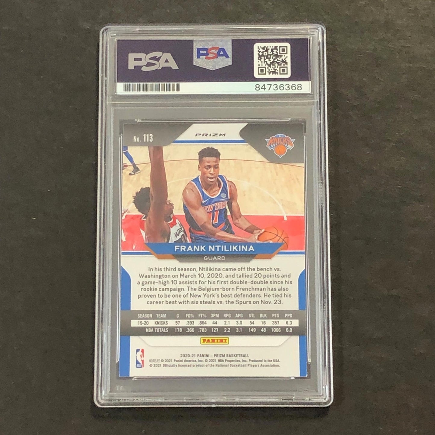 2020-21 Panini Prizm #113 Frank Ntilikina Signed Card AUTO PSA Slabbed Knicks