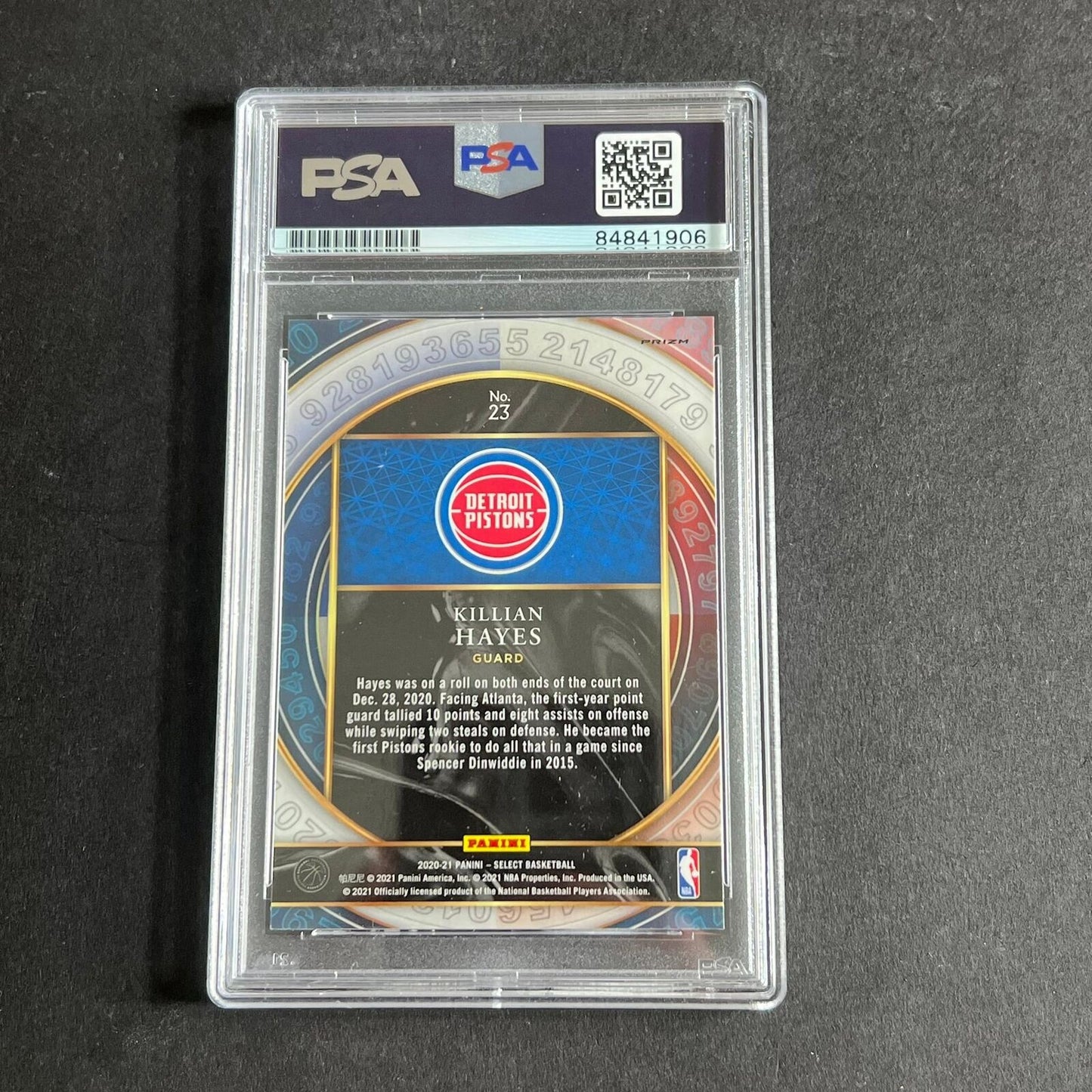 2020-21 Panini Select #23 Killian Hayes Signed Card AUTO PSA Slabbed RC Pistons