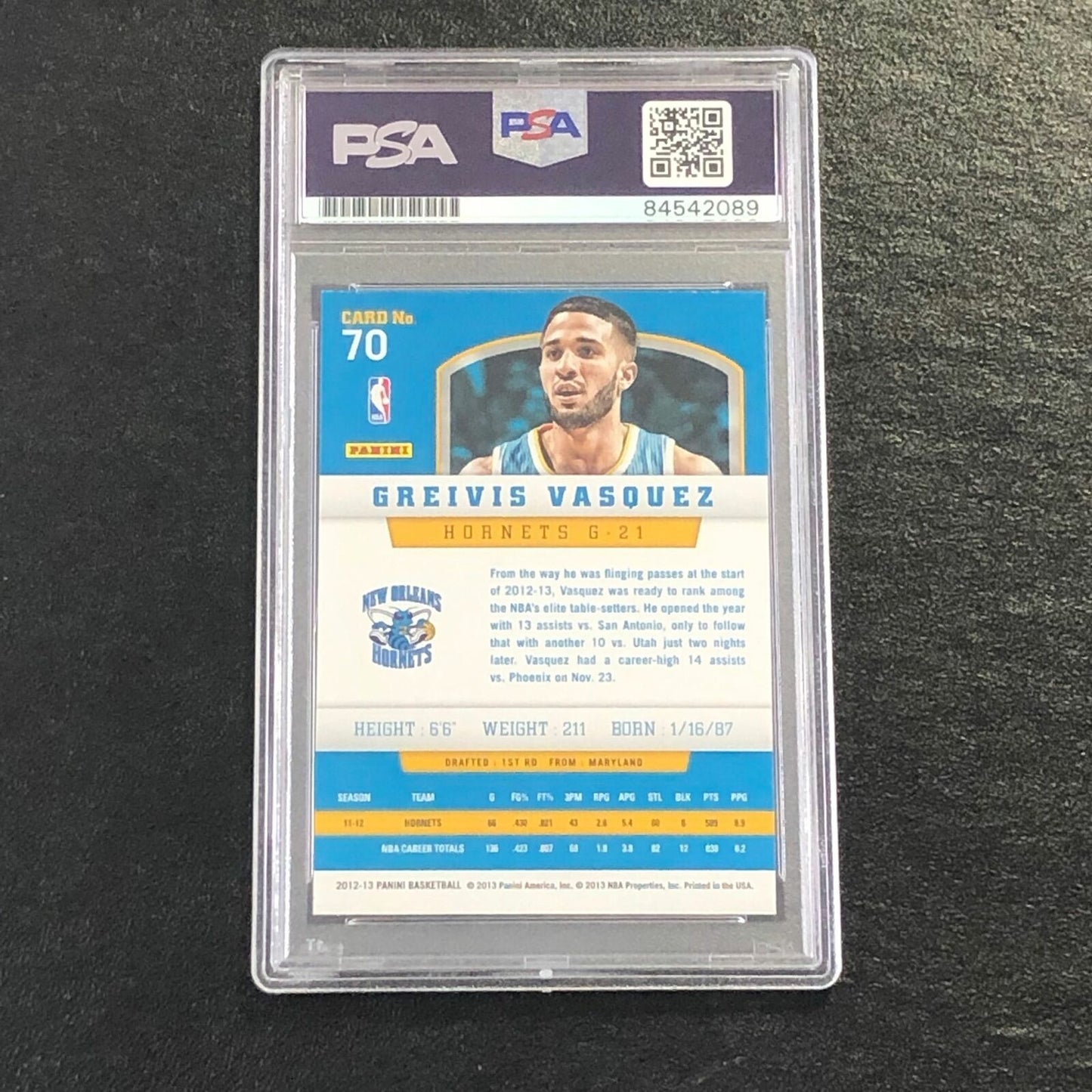 2012-13 Panini #70 Greivis Vasquez Signed AUTO 10 PSA Slabbed Hornets