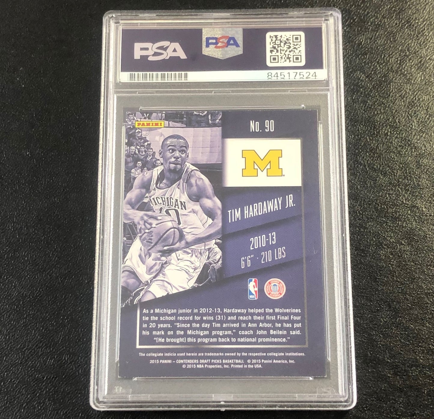 2015-16 Contenders Draft Picks #90 Tim Hardaway Jr. Signed Card AUTO PSA Slabbed