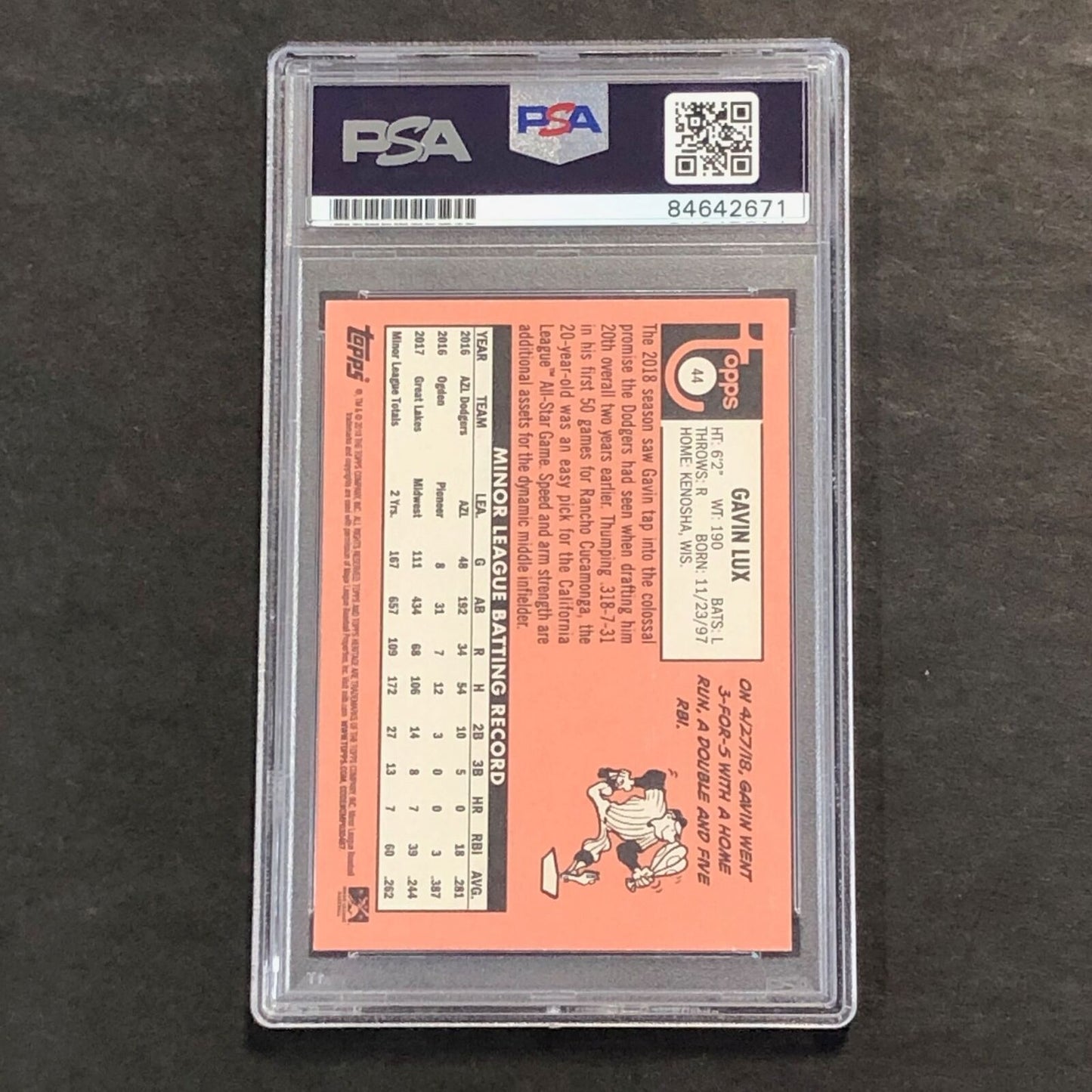 2018 Topps Heritage #44 Gavin Lux Signed Card PSA Slabbed Auto Dodgers