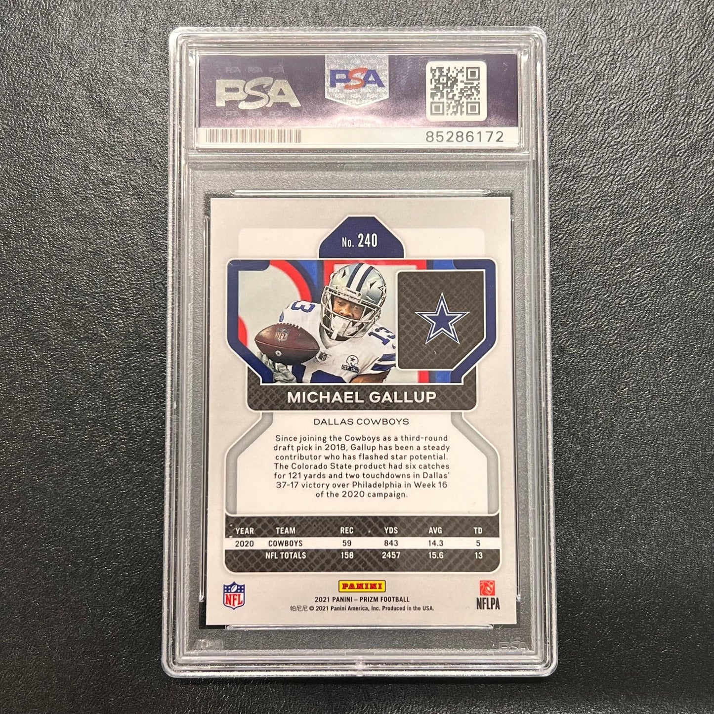 2021 Panini Prizm Football #240 Michael Gallup Signed Card AUTO PSA slabbed Dall