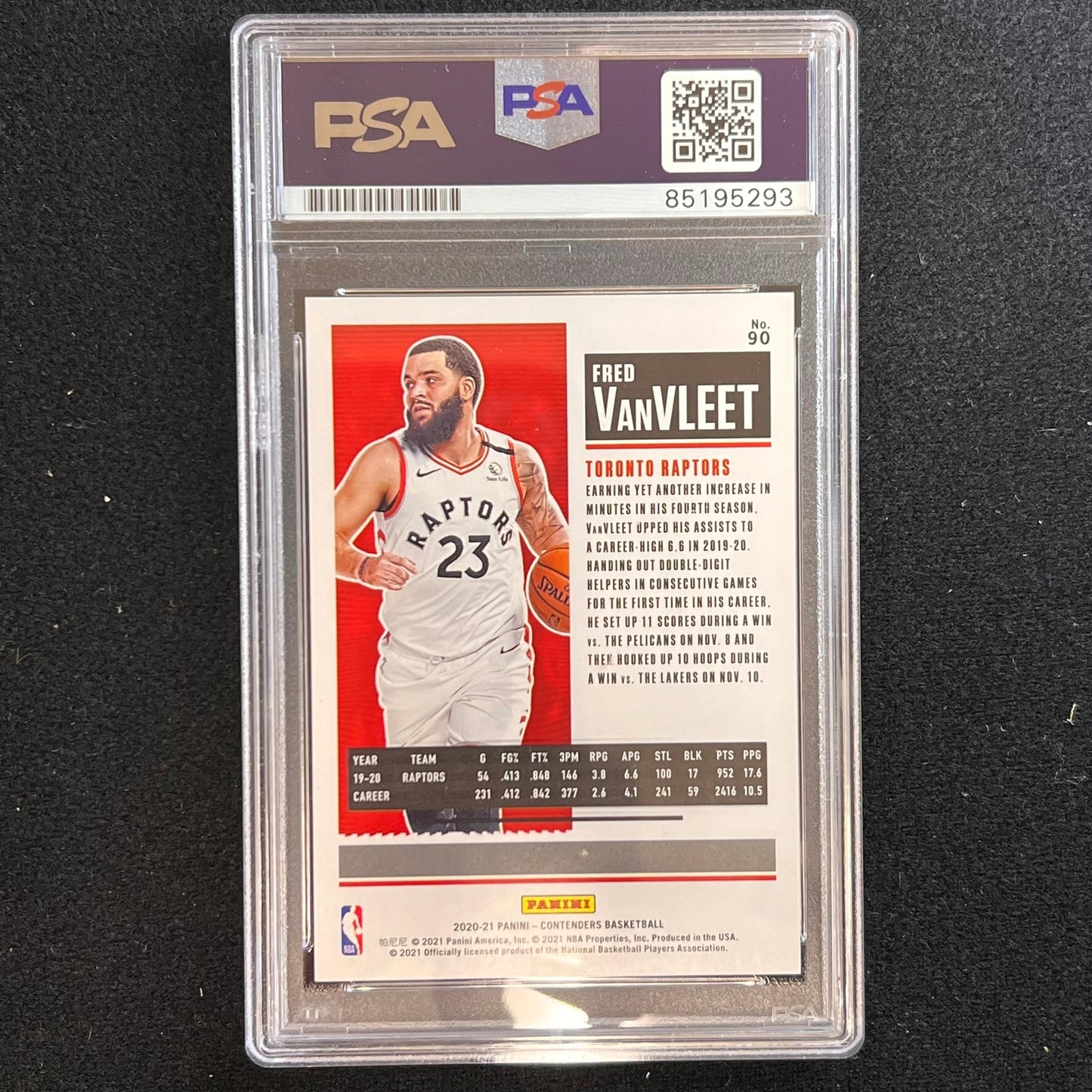 2020-21 Panini Contenders #90 Fred VanVleet Signed Card AUTO PSA Slabbed Raptors