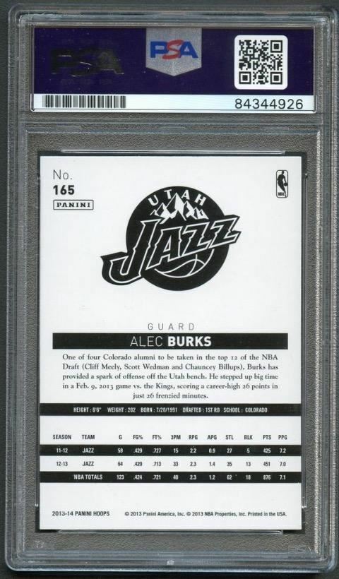 2013-14 NBA Hoops #165 Alec Burks Signed Card AUTO PSA Slabbed Jazz