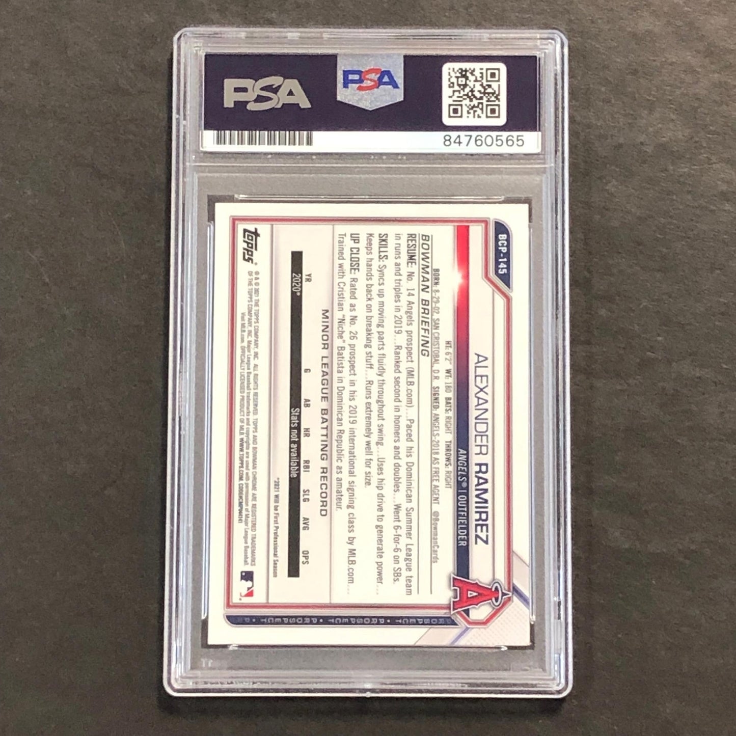 2021 Bowman Chrome #BCP-145 Alexander Ramirez Signed Card Auto 10 PSA Slabbed An