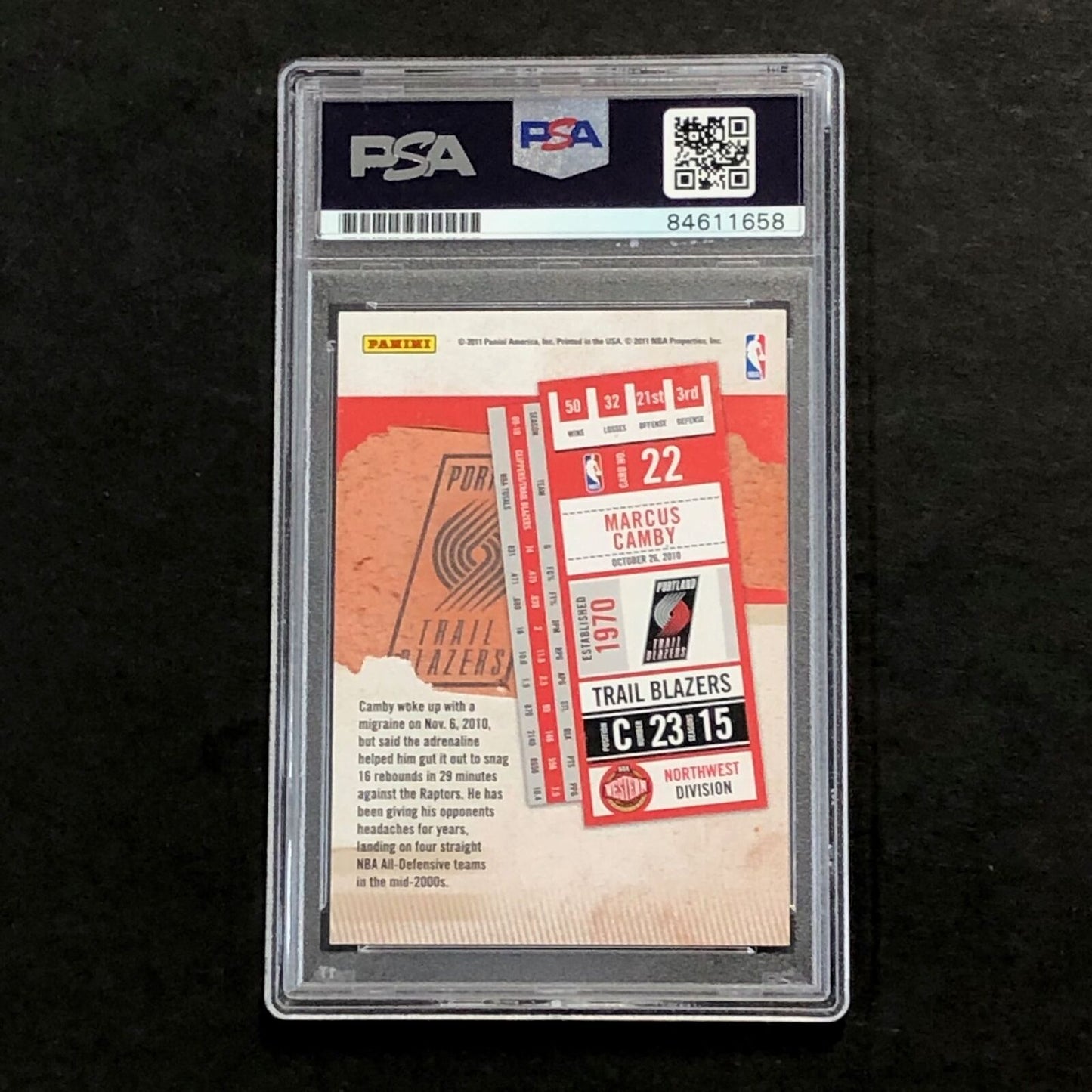 2010-11 Playoff Contenders Patches #22 Marcus Camby Signed AUTO 10 PSA Slabbed T