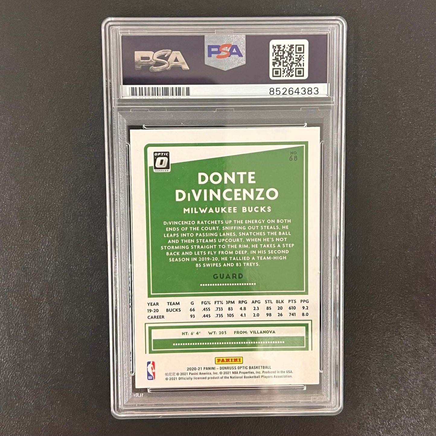 2020-21 Panini Donruss Optic #68 DONTE DIVINCENZO Signed Card AUTO PSA/DNA Slabb
