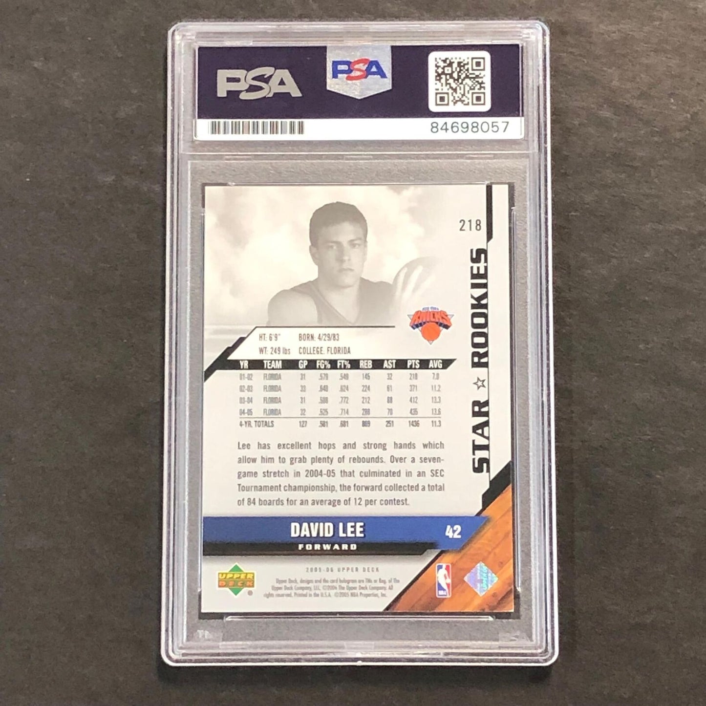 2005-06 Upper Deck #218 David Lee Signed Card AUTO PSA Slabbed