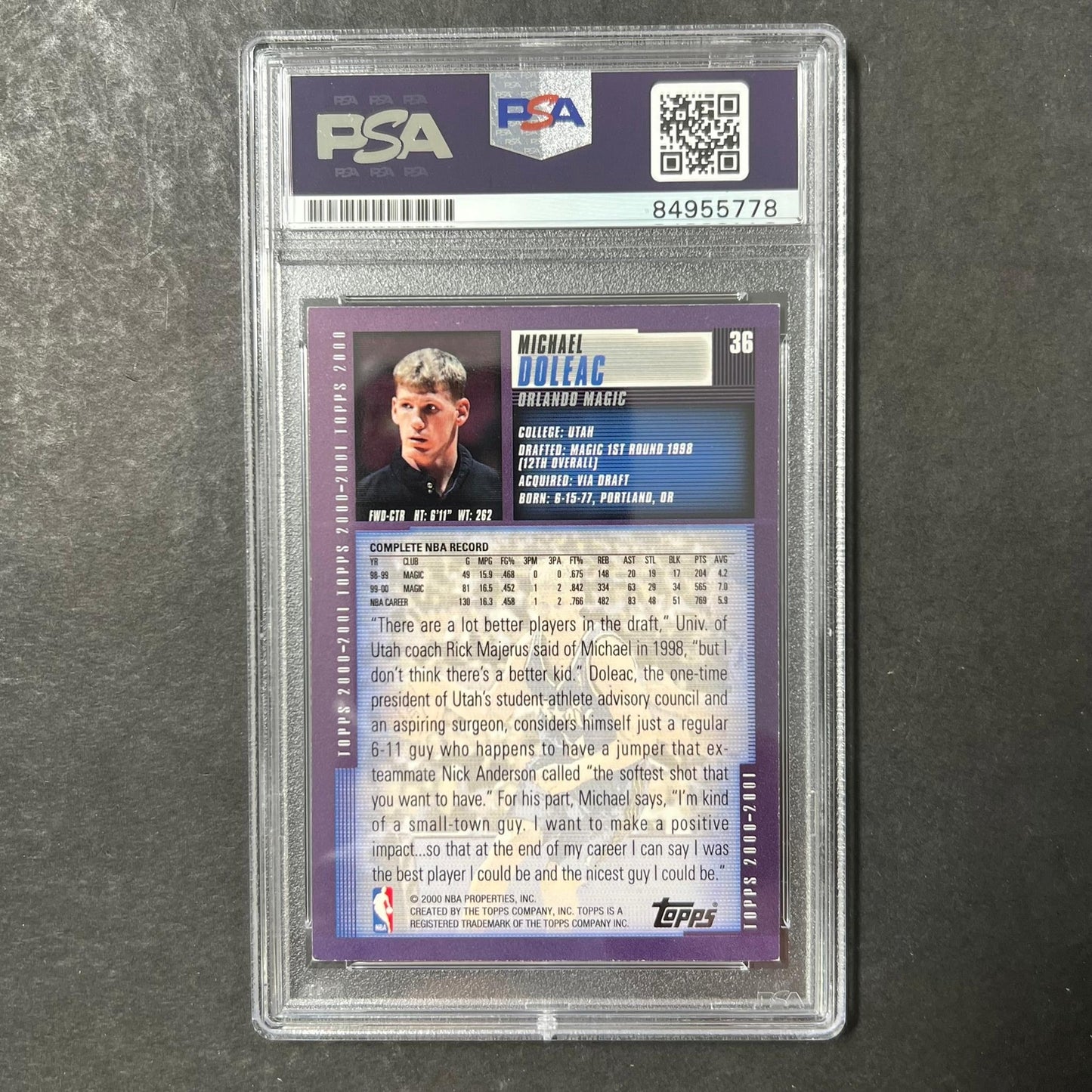 2000-01 Fleer Topps #36 Michael Doleac Signed Card AUTO PSA Slabbed Magic