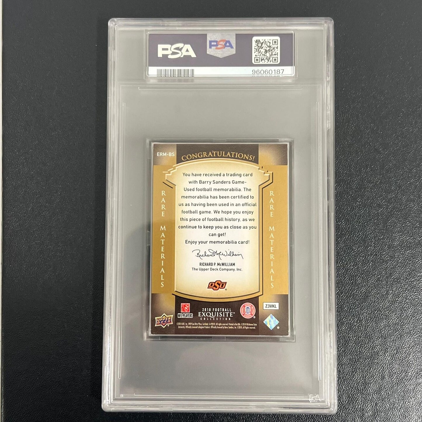 2010 UD Exquisite Coll. #ERM-BS Barry Sanders Signed PSA AUTO 10 Slabbed Lions