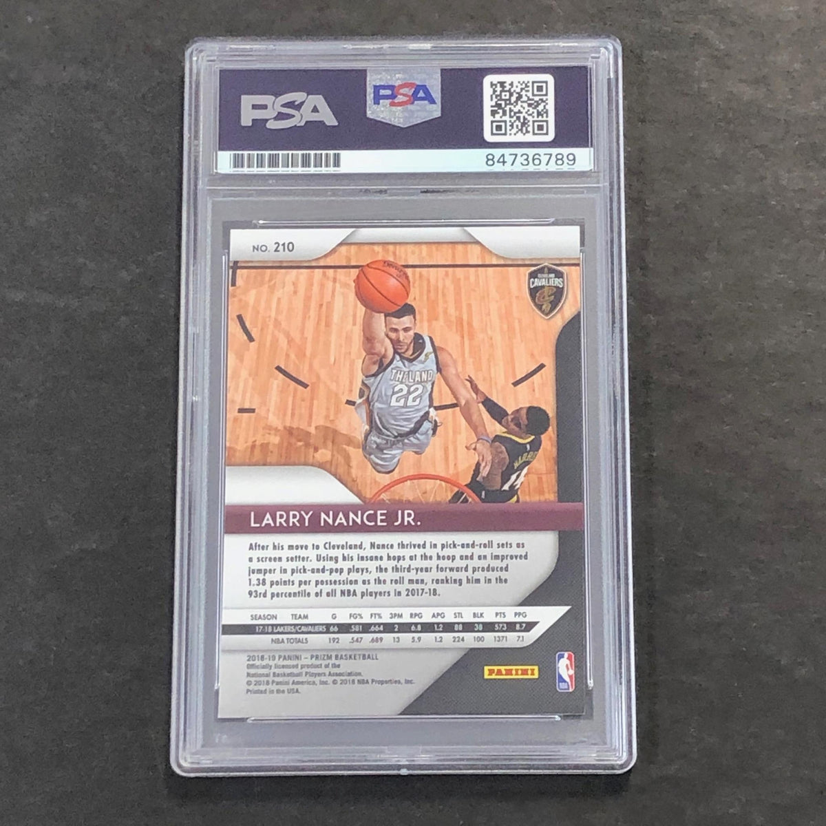 2018-19 Panini Prizm #210 Larry Nance Jr. Signed Card PSA Slabbed Cavs