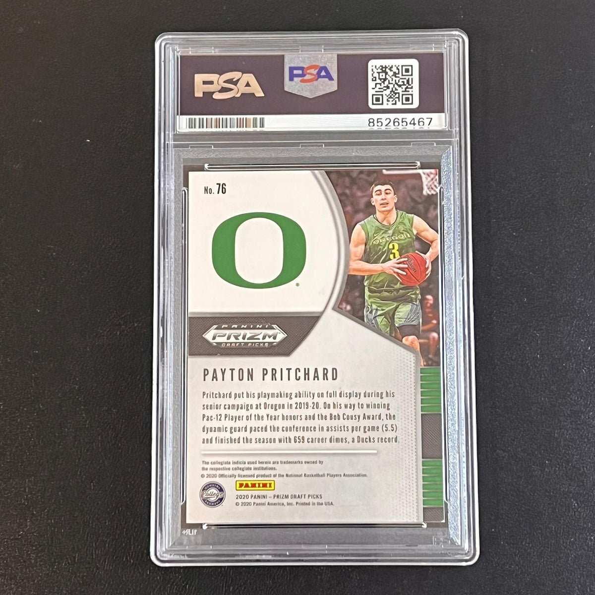 2020 Panini Prizm Draft Picks #76 Payton Pritchard Signed Card PSA Slabbed RC Ce