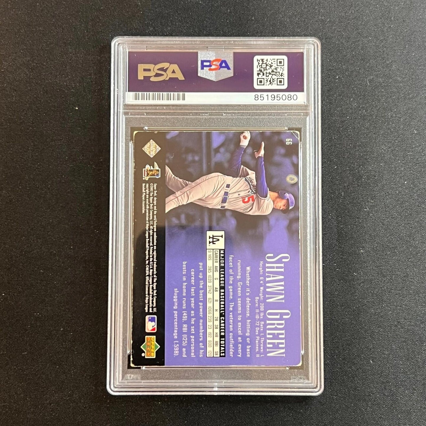 2002 Upperdeck Piece of History #66 SHAWN GREEN Signed Card PSA/DNA Slabbed Auto