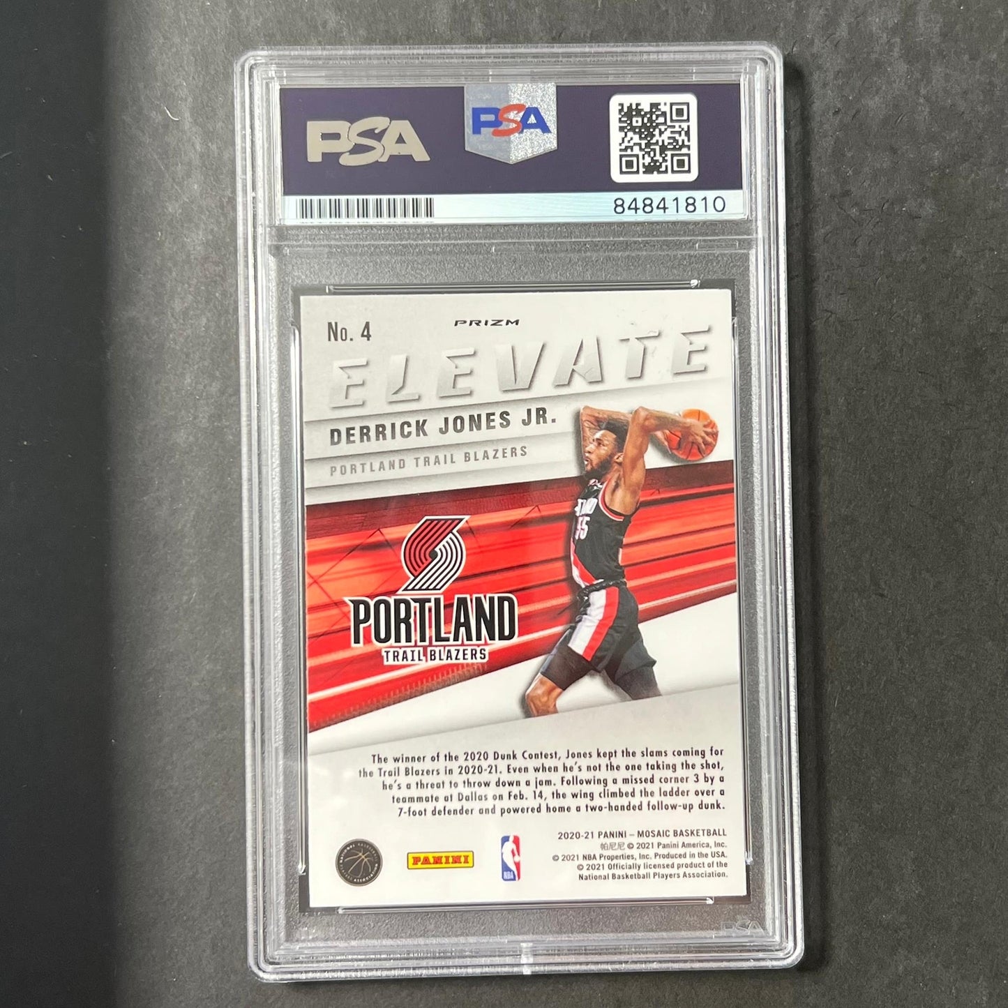 2020-21 Panini Prizm Elevate Mosaic #4 Derrick Jones Jr. Signed Card AUTO PSA/DN