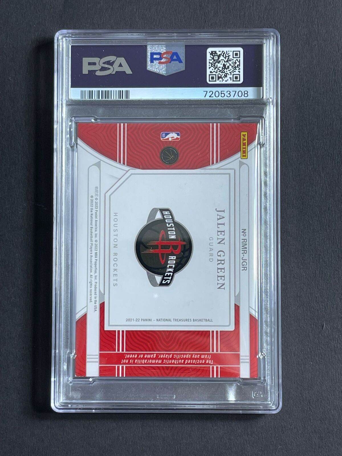 2021 National Treasures #JGR Jalen Green Rookie Materials Auto Grade 10