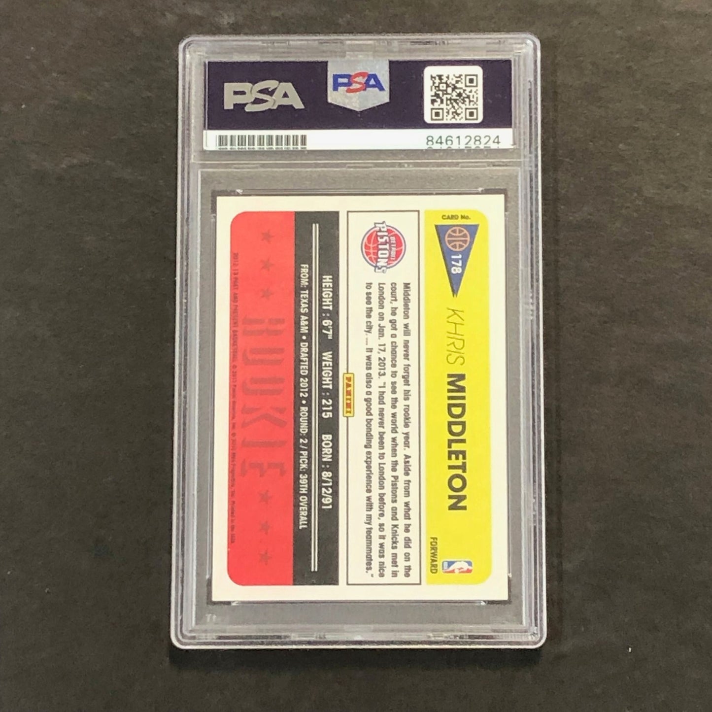 2012-13 Panini Past and Present #178 Khris Middleton Signed Card AUTO PSA/DNA Sl