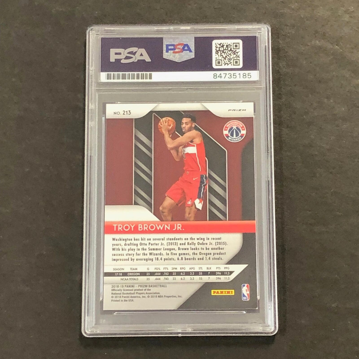 2018-19 Panini Prizm #213 TROY BROWN JR. Signed Card AUTO PSA RC Rookie Slabbed