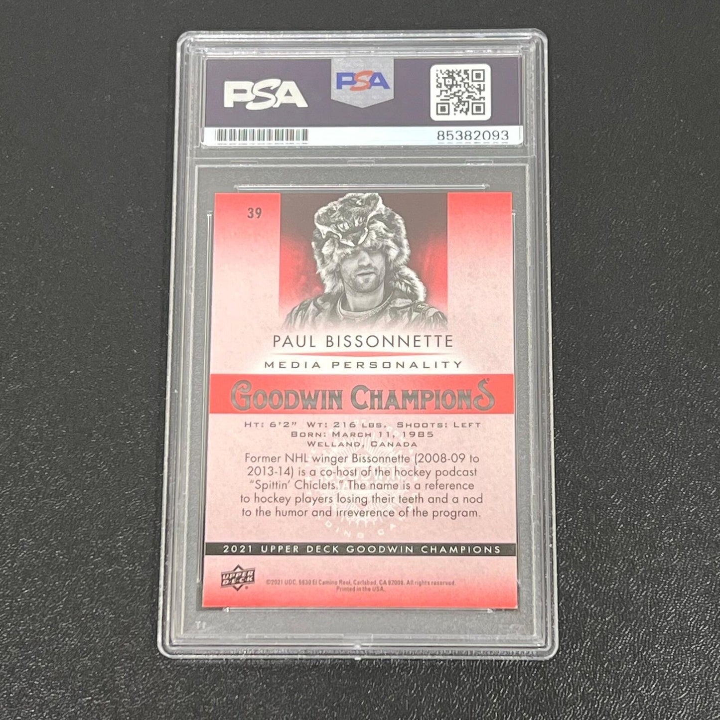 2021 The Upper Deck Goodwin Champions #39 Paul Bissonnette Signed Card AUTO PSA