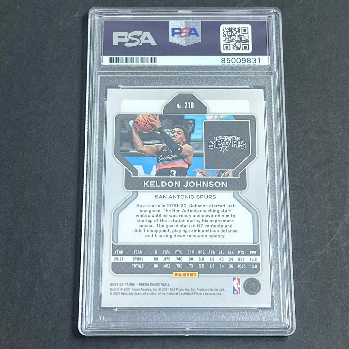 2021-22 Panini Prizm #210 Keldon Johnson Signed Card Auto PSA Slabbed Spurs