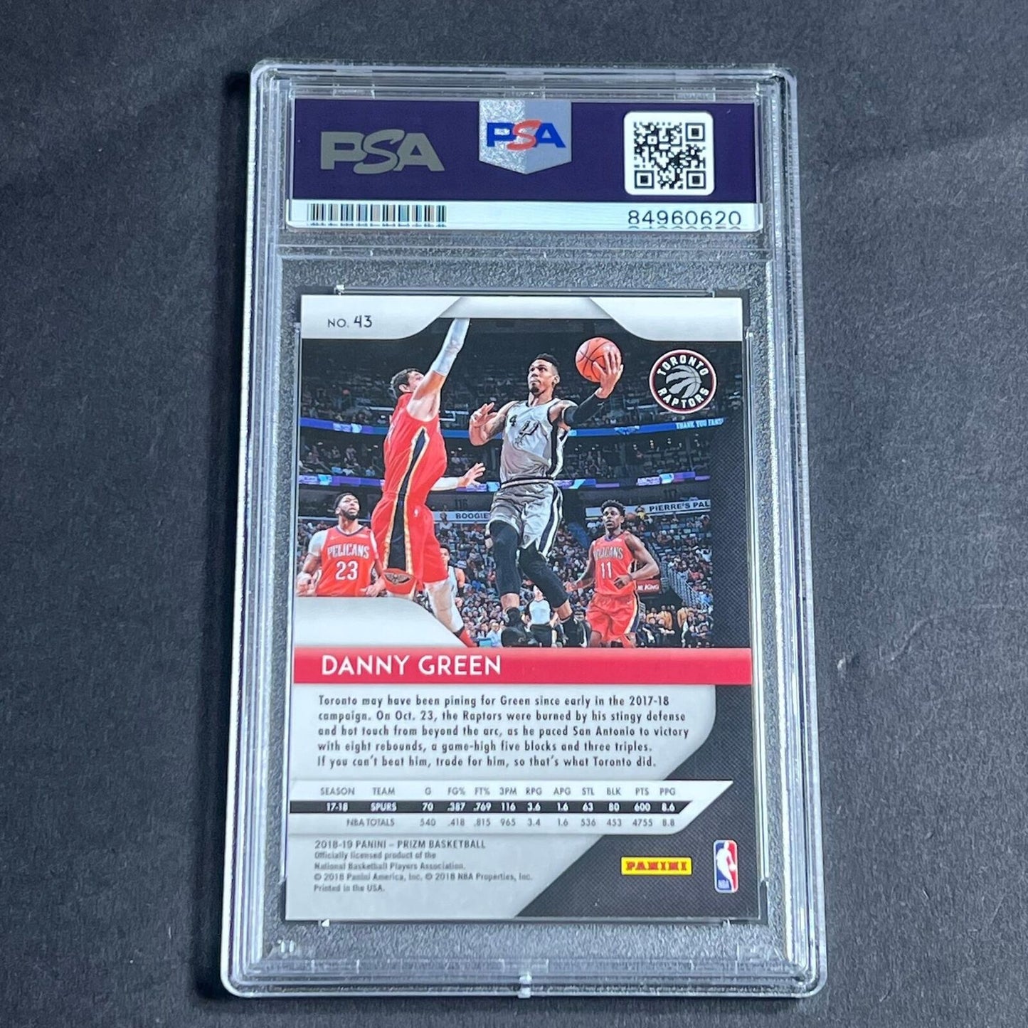 2018-19 Panini Prizm #43 DANNY GREEN Signed Card AUTO PSA Slabbed Spurs