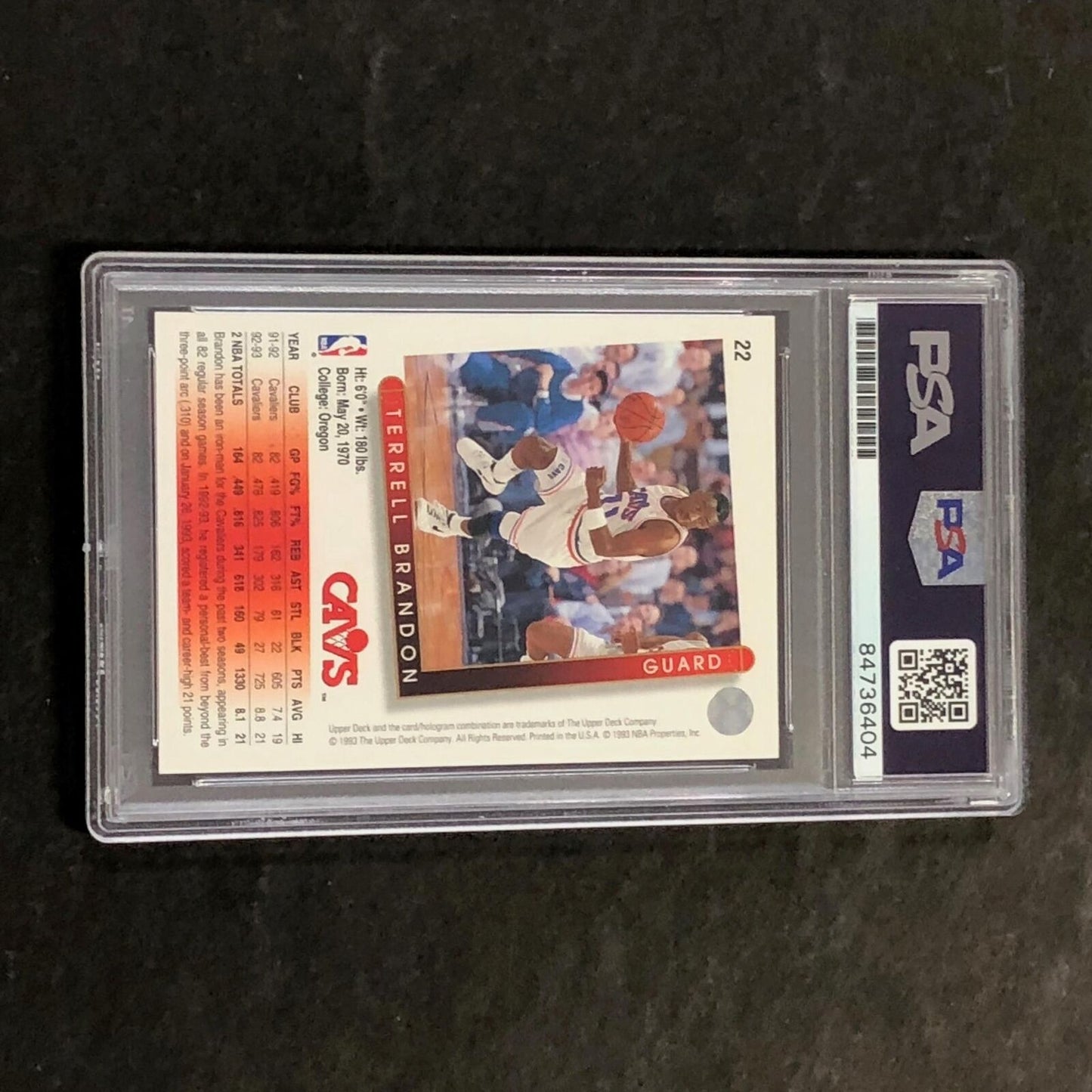 1993-94 Upper Deck #22 Terrell Brandon Signed Card AUTO PSA/DNA Slabbed Cavalier