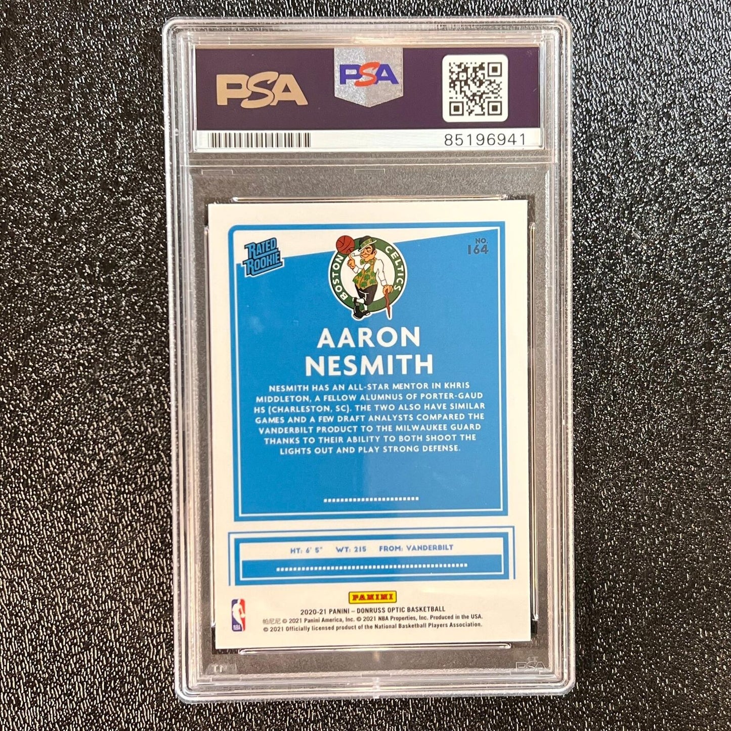 2020-21 Panini Donruss Optic #164 Aaron Nesmith Signed Card AUTO PSA Slabbed RC