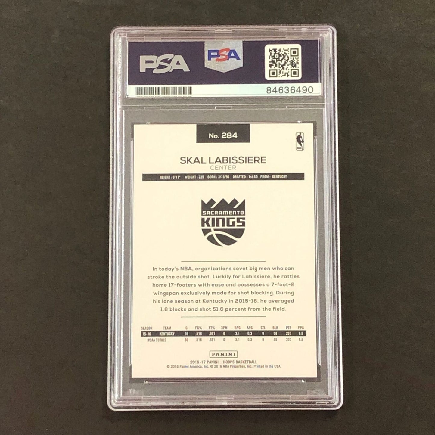 2016-17 NBA Hoops #284 Skal Labissiere Signed Card AUTO 10 PSA Slabbed RC Kings