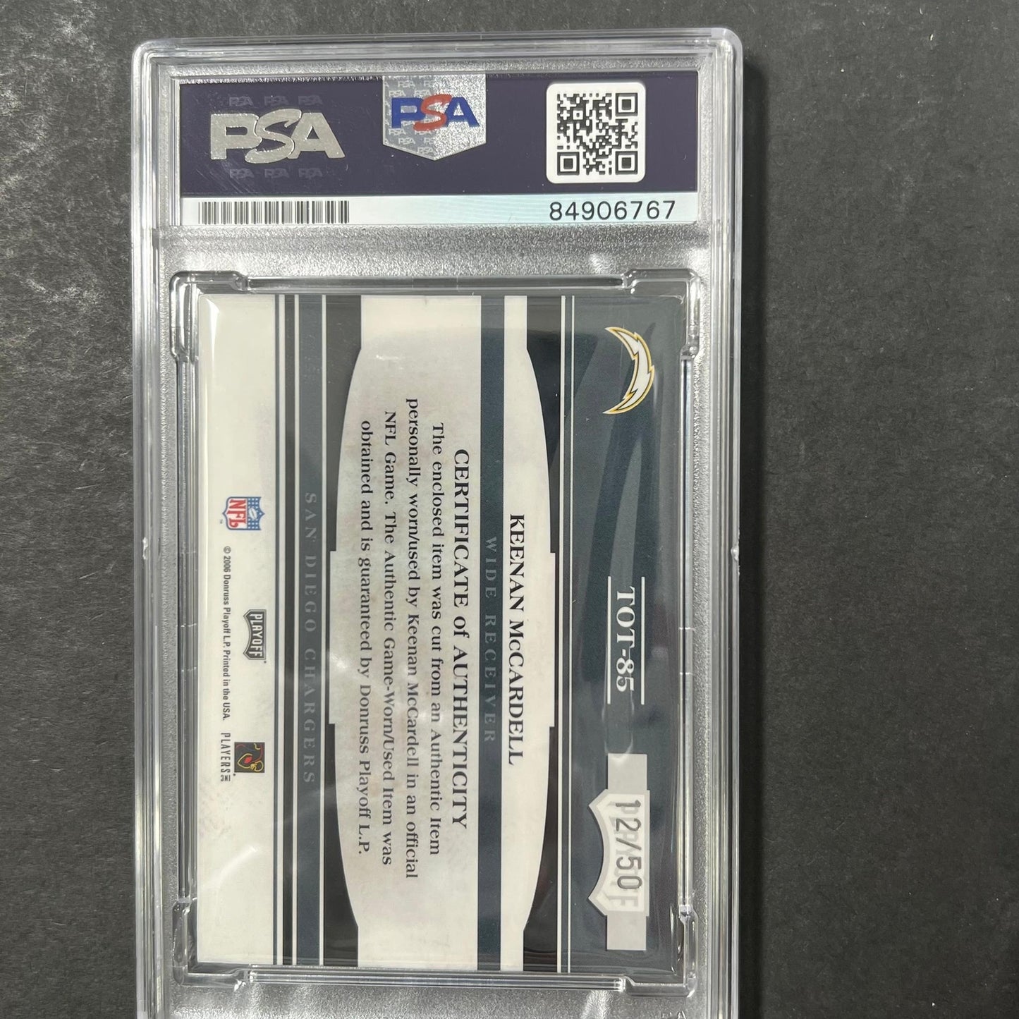 2006 Playoff Absolute Memorabilia #TOT-85 Keenan McCardell Signed Card PSA AUTO