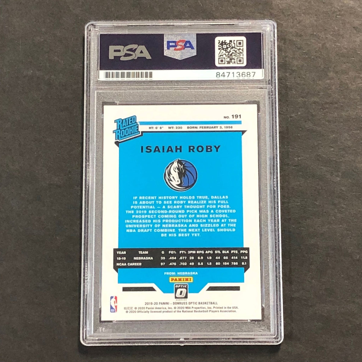 2019-20 Donruss Optic Rated Rookie #191 Isaiah Roby Signed Card PSA Slabbed Mave