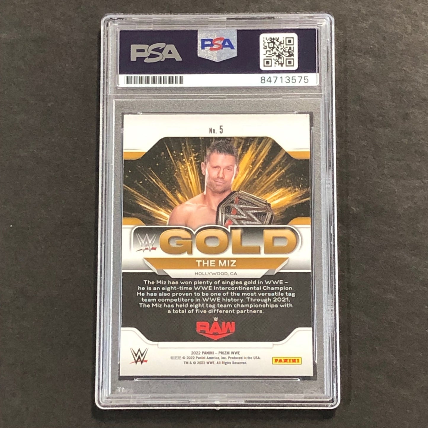 2022 Panini Prizm GOLD #5 The Miz Signed Card AUTO PSA Slabbed WWE
