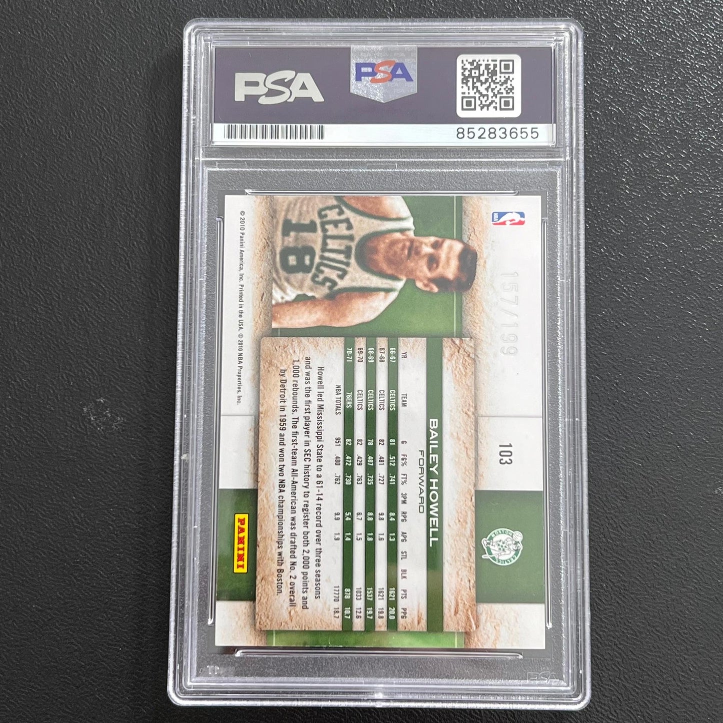 2010 Panini Studio Legends #103 Bailey Howell Signed Card AUTO 10 PSA/DNA Slabbe