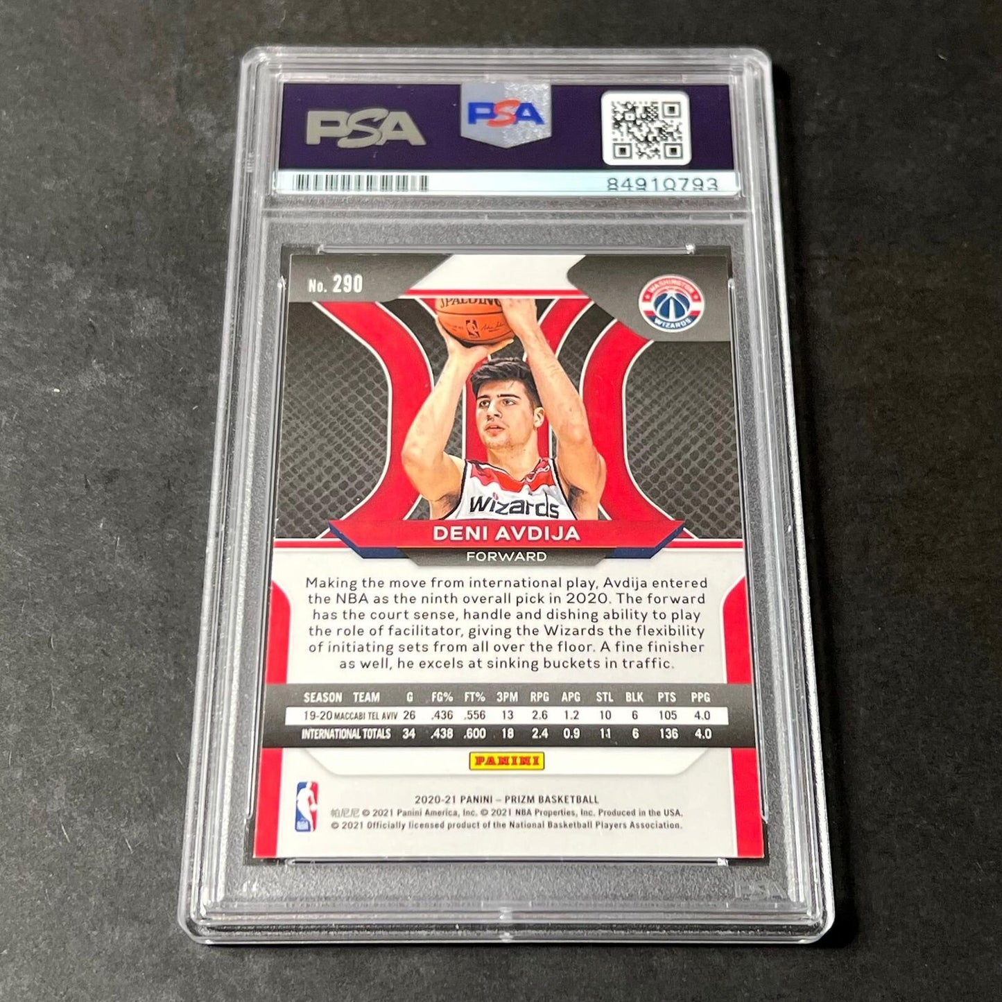 2020-21 Panini Prizm #290 Deni Avdija Signed Card PSA Auto Grade 10 Wizards