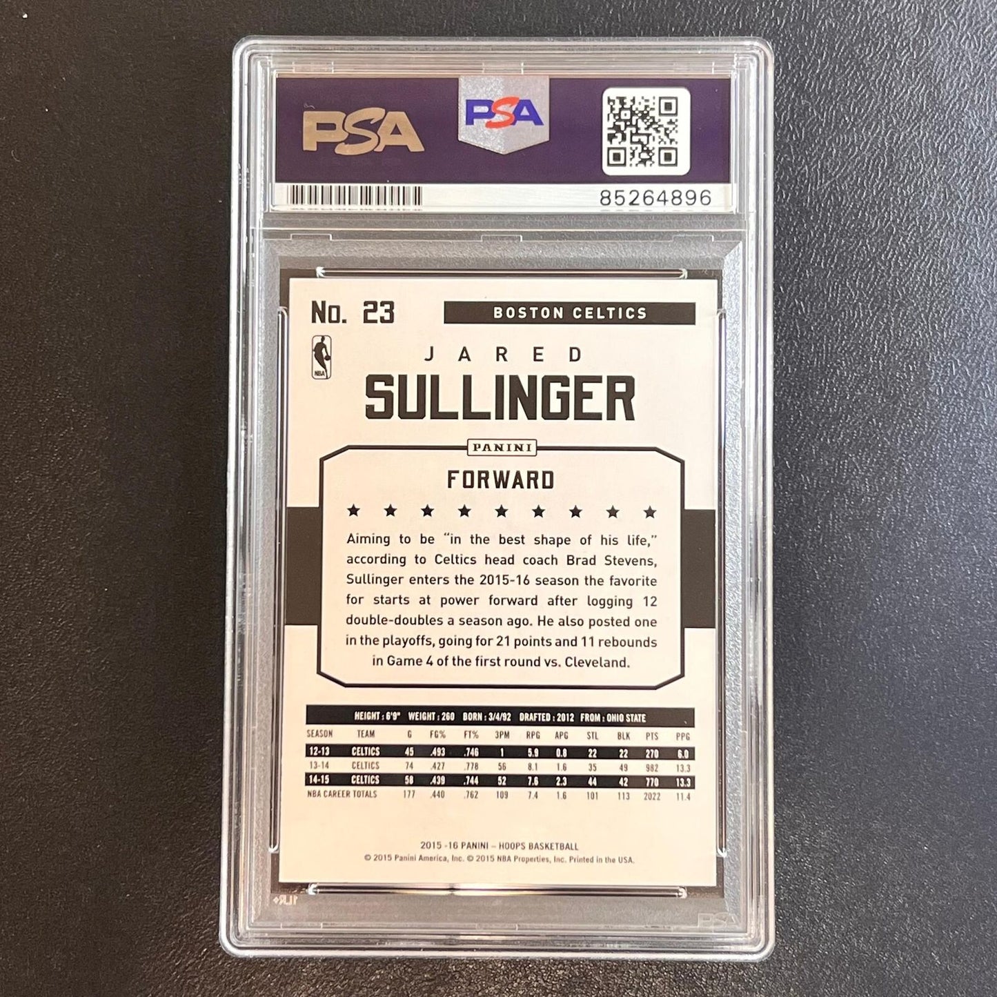 2015-16 Panini NBA Hoops #23 Jared Sullinger Signed Card AUTO PSA/DNA Slabbed Ce