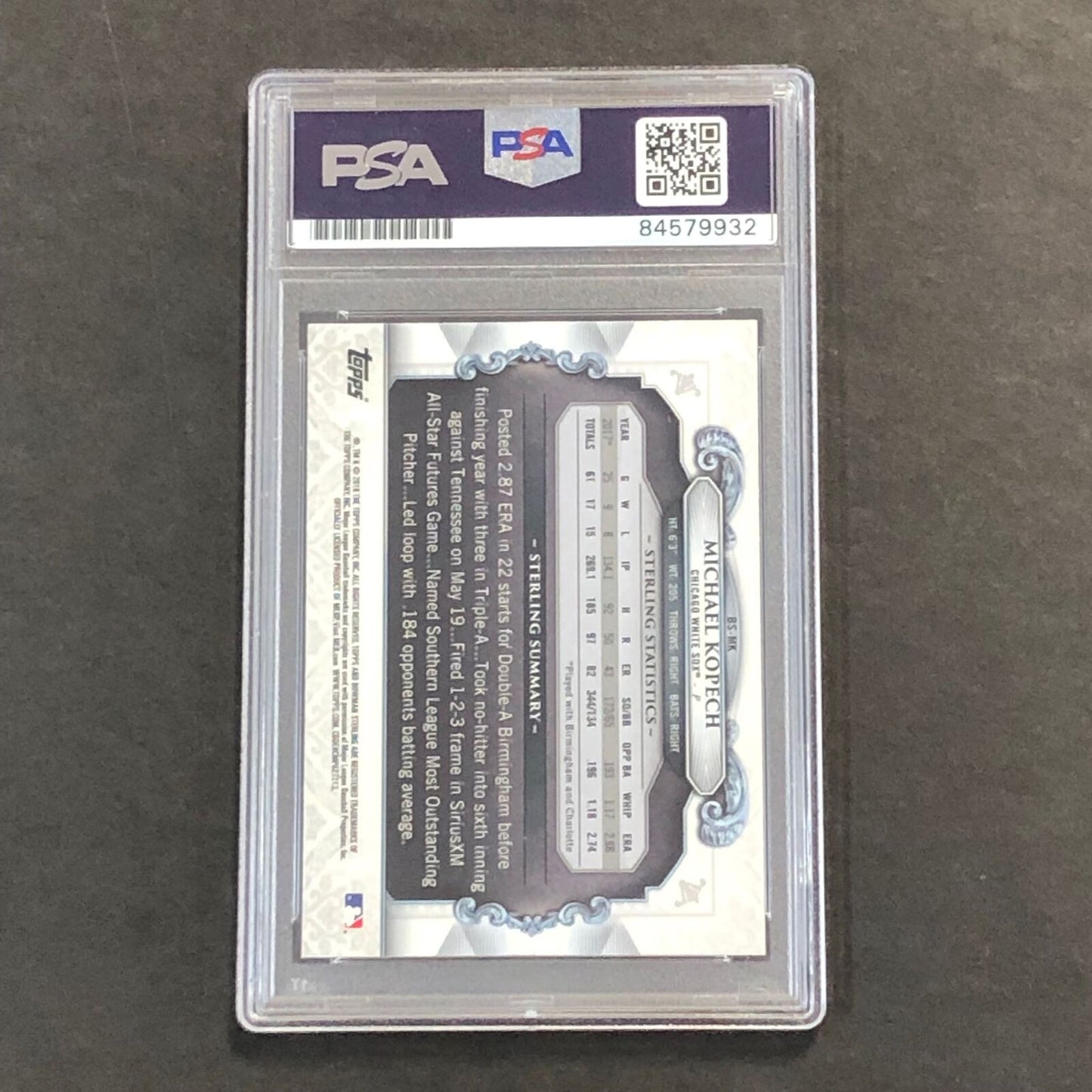 2018 Bowman Chrome Sterling #BS-MK Michael Kopech Signed Card PSA Slabbed Auto W