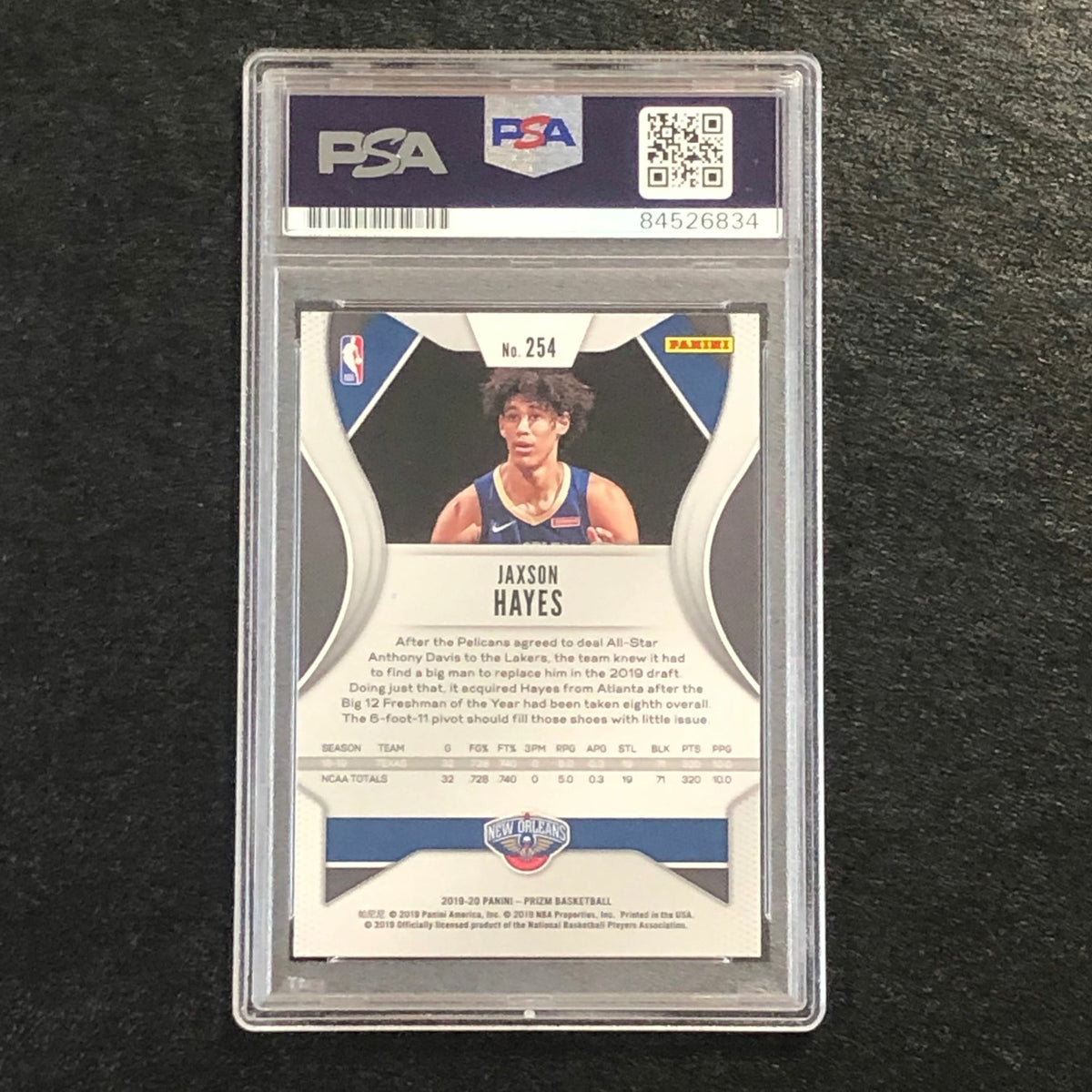 2019-20 Panini Prizm #254 Jaxson Hayes Signed Card AUTO PSA Slabbed RC Pelicans