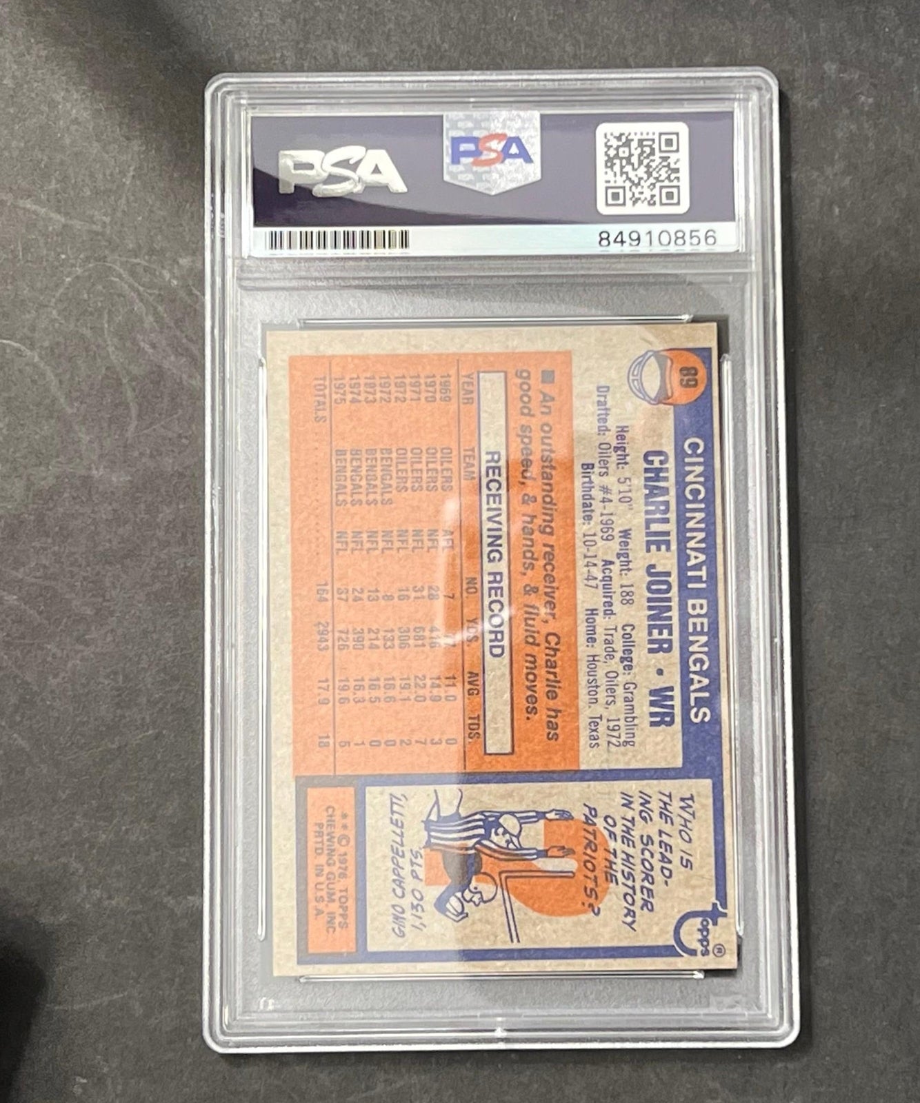 1976 Topps #89 Charlie Joiner Signed Card PSA AUTO 10 Slabbed Bengals