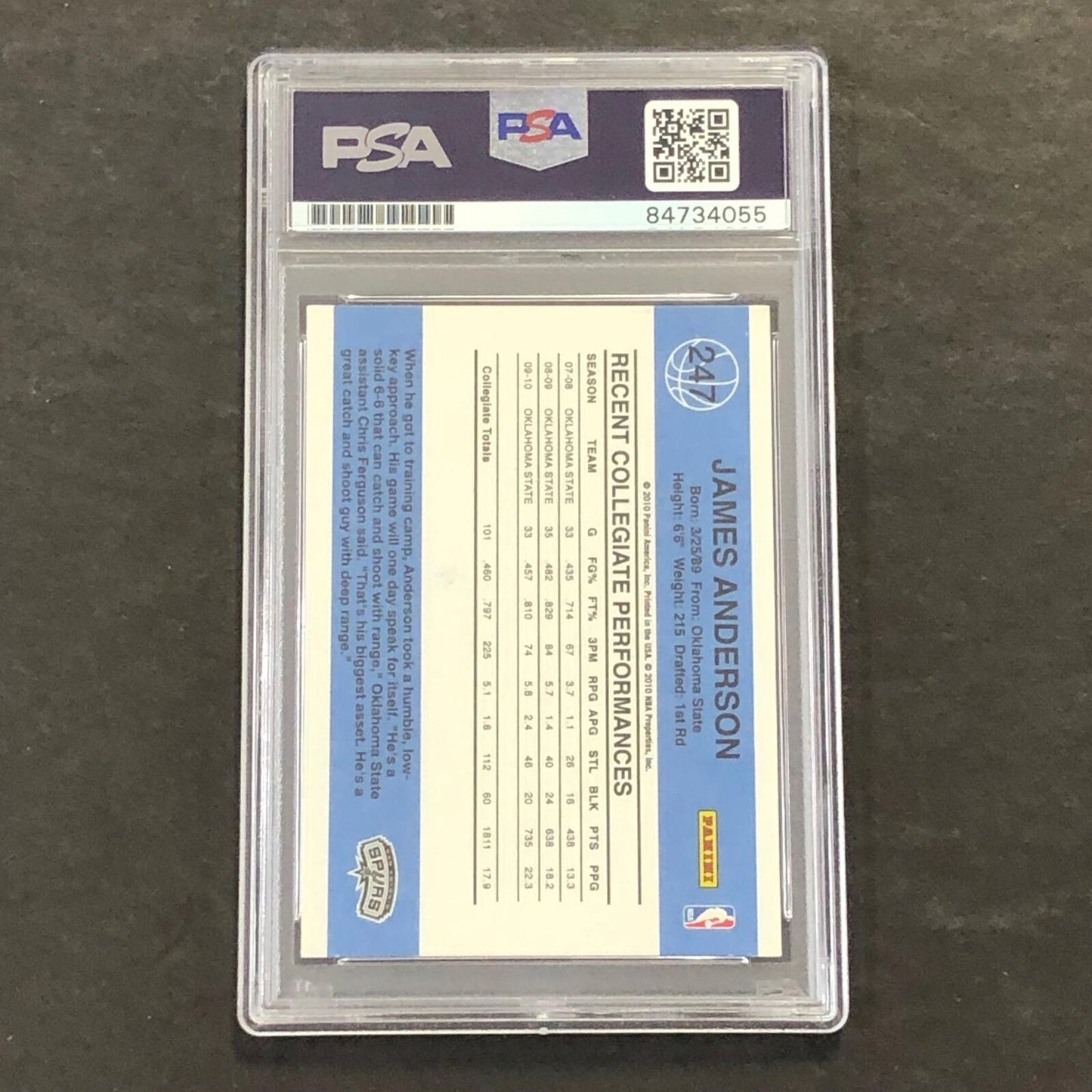 2010-11 Donruss Rated Rookie #247 James Anderson Signed Card AUTO 10 PSA Slabbed