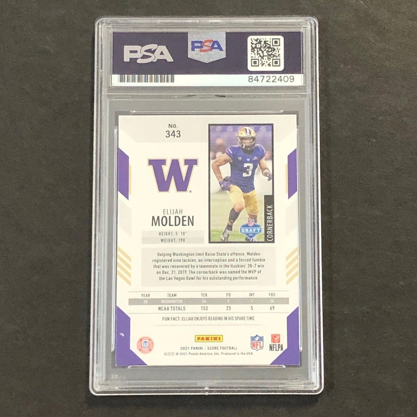 2021 Panini Score #343 Elijah Molden Signed Card AUTO PSA Slabbed