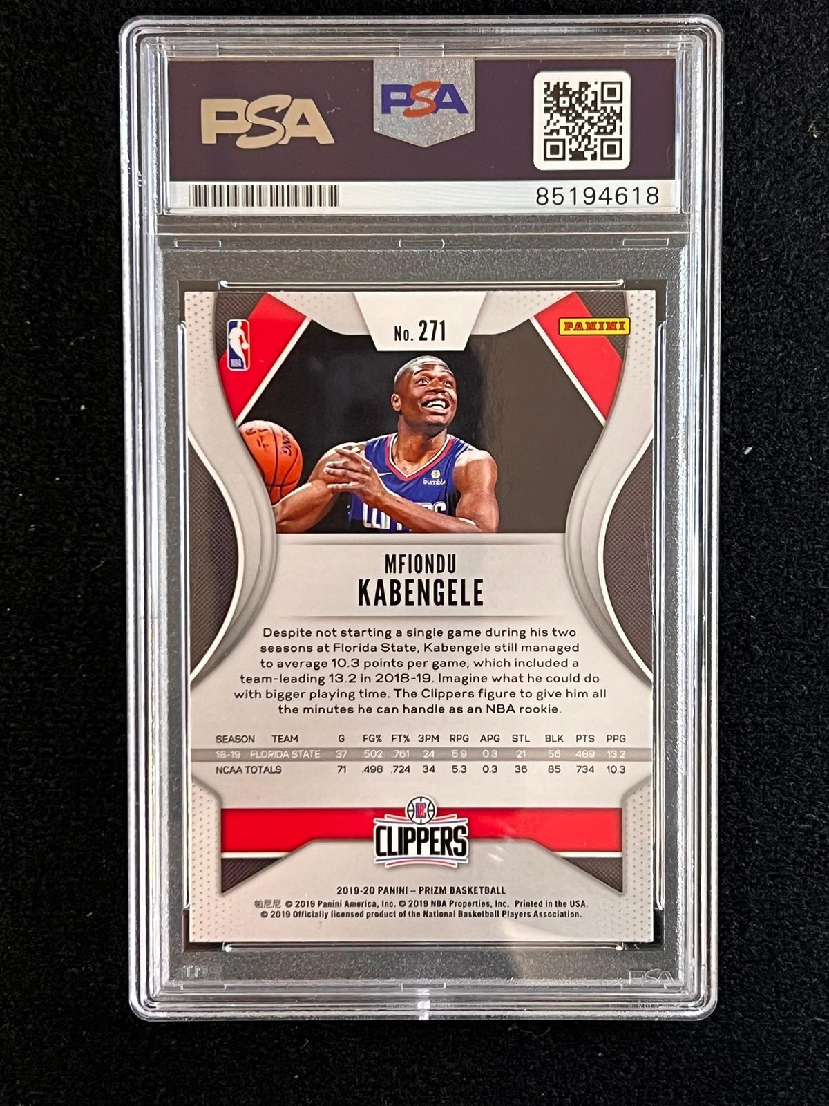 2019-20 Panini Mosaic #218 Mfiondu Kabengele Signed Card AUTO 10 PSA Slabbed Cli
