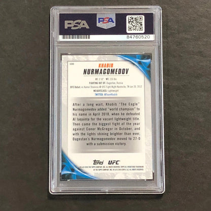 2019 UFC Topps #100 Khabib Nurmagomedov Signed Card AUTO PSA Slabbed