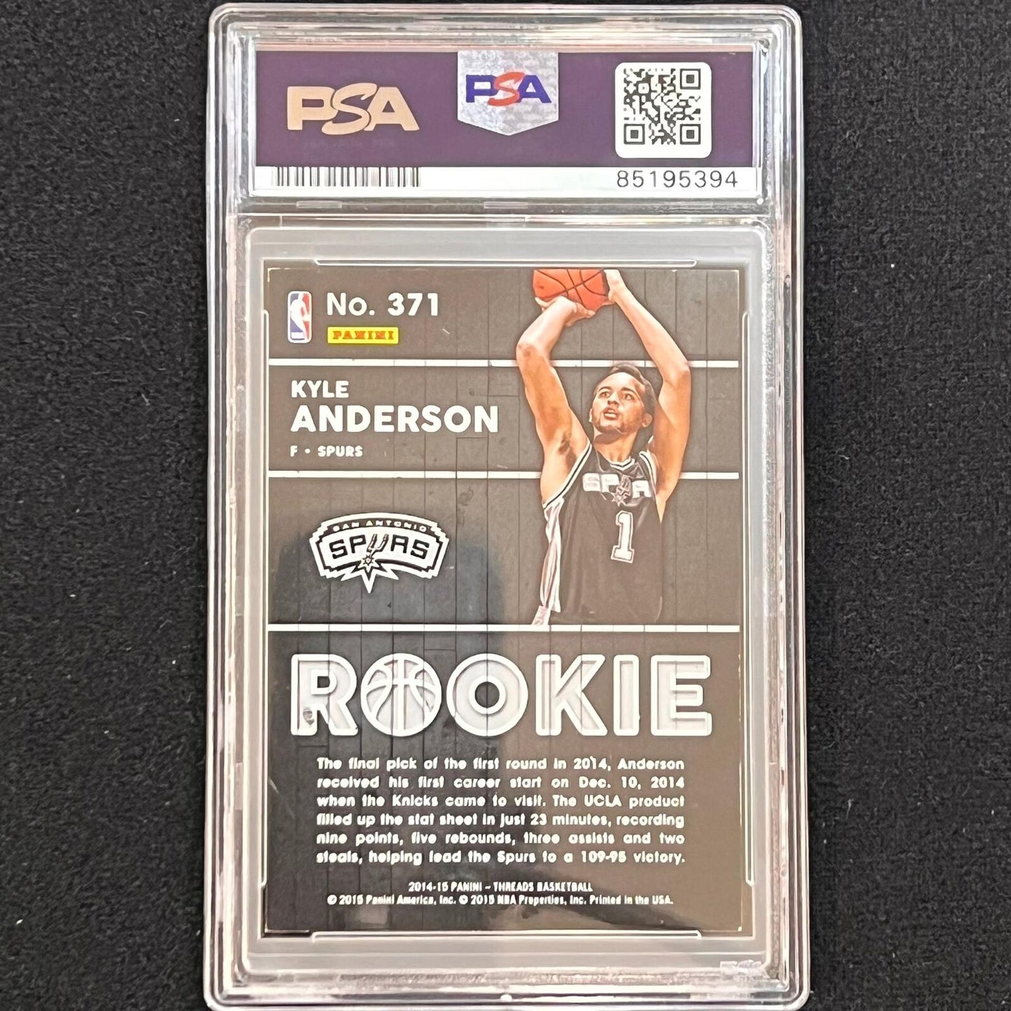2014-15 Panini Threads #371 Kyle Anderson Signed Rookie Card AUTO PSA/DNA Slabbe