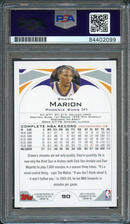 2004-05 Topps Basketball #90 Shawn Marion Signed AUTO PSA Slabbed