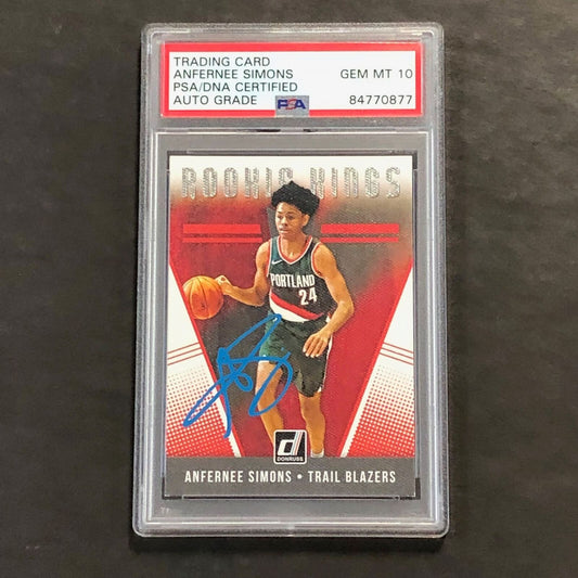 2018-19 Panini Donruss Draft Kings #12 Anfernee Simons Signed Card AUTO Graded 1