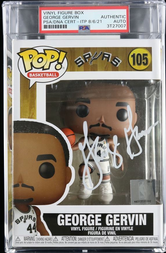 George Gervin Signed Funko Pop #105 PSA/DNA Encapsulated Auto Authentic