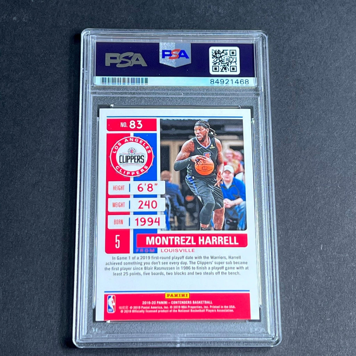 2019-20 Panini Contenders #83 Montrezl Harrell Signed Card AUTO Grade 10 PSA Sla