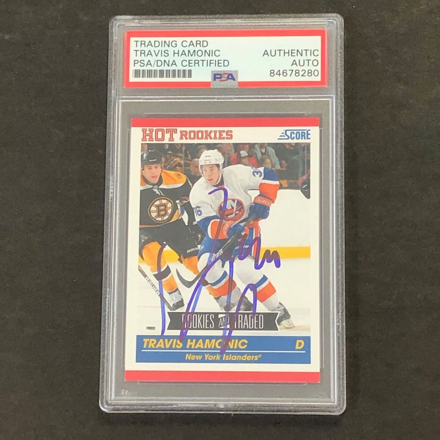 2011 Panini Hot Rookies #618 Travis Hamonic Signed Card AUTO PSA Slabbed Islande