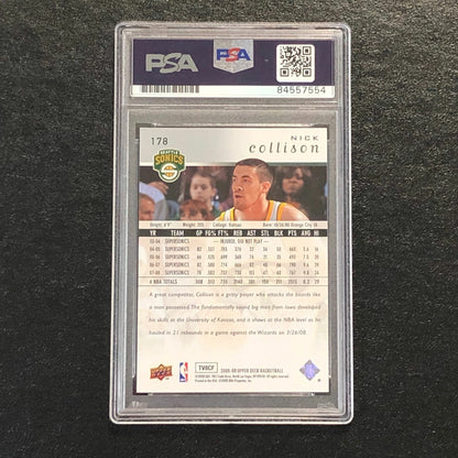 2008 Upper Deck #178 Nick Collison Signed Card AUTO 10 PSA Slabbed Sonics