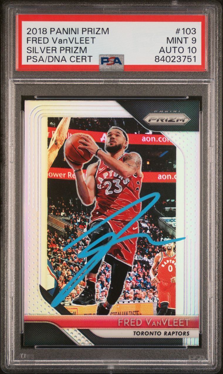 2018-19 Panini Silver Prizm #103 Fred VanVleet Signed Card Mint 9 AUTO 10 PSA Sl