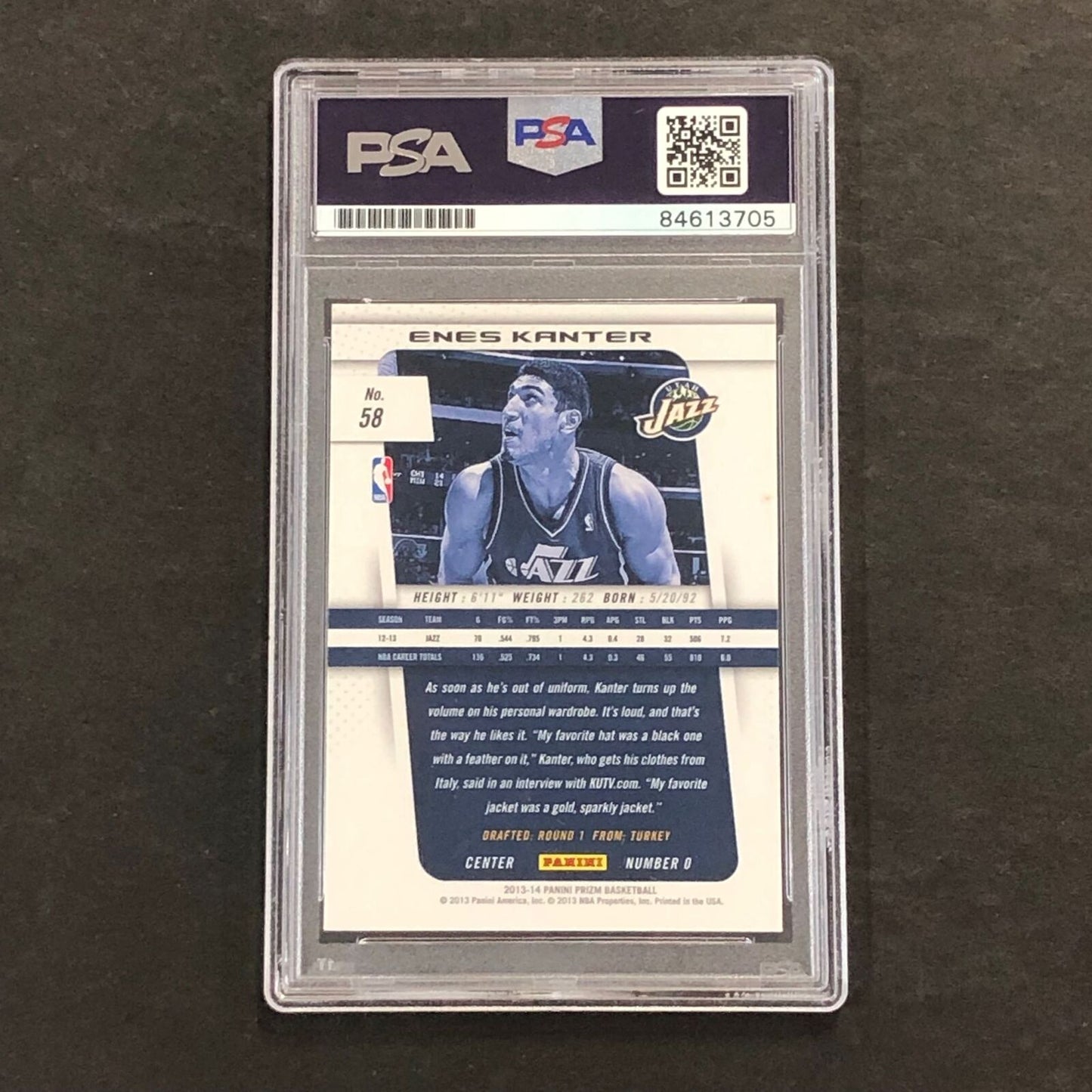 2013-14 Panini Prizm #58 Enes Kanter Signed AUTO PSA Slabbed Jazz