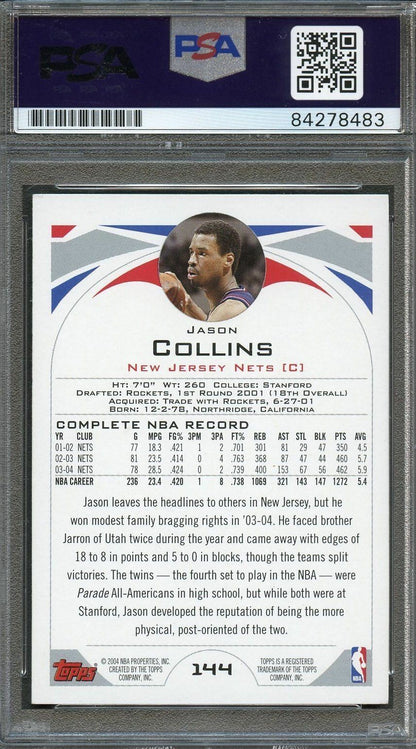 2004 Topps #144 Jason Collins Signed Card AUTO PSA Slabbed Nets